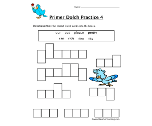 Kindergarten Sight Words O to S Worksheet