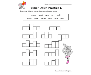 Kindergarten Sight Words U to W Worksheet