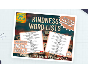 Kindness Word List Posters – 8 Target Words