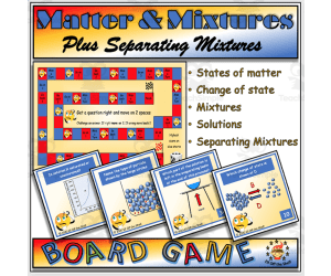 Kinetic Theory of Matter, Mixtures, Separating Mixtures Board Game for Middle School