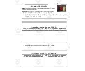 King Lear Act 4, Scenes 1-3 | Double Entry Journals