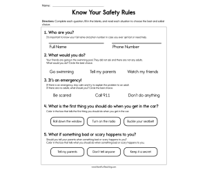 Know Your Safety Rules Worksheet