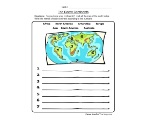 Labeling Continents Worksheet