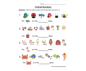Labeling Ordinal Numbers Worksheet