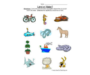 Land and Water Sorting Worksheet