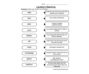 Landform Matching Definitions Worksheet