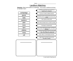 Landform Matching Worksheet