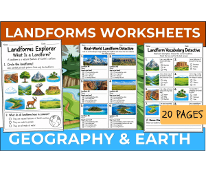 Landforms Worksheets Activities | Earth, Geography, and Reading