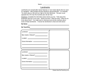 Landmarks Worksheet