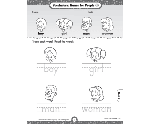 Language Arts Kindergarten: Vocabulary Printable Workbook