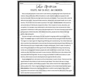 Latin America: Poverty, War on Drugs + Emigration Reading Packet