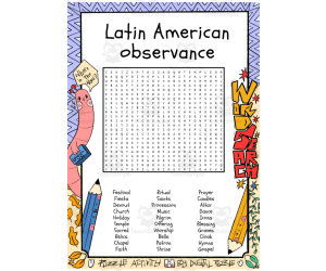 Latin American observance word search puzzle worksheet activity