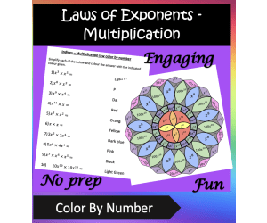 Laws of Exponents Color by Number Activity