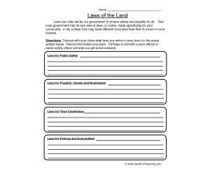 Laws of the Land Worksheet