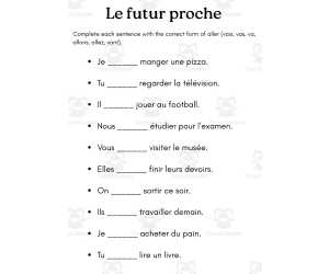 le futur proche exercices - french futur proche worksheet