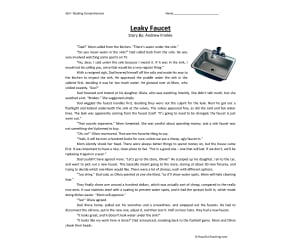 Leaky Faucet Reading Comprehension Worksheet