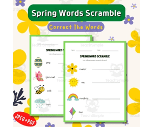 Learning with Spring Word Scramble - spring puzzles.
