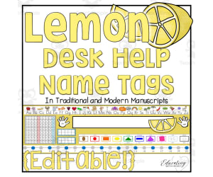 Lemon Themed Name Tags, Editable Desk Help Name Tags