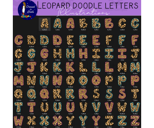 Leopard Doodle Letters Clip Art
