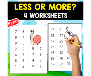 LESS OR MORE? 4 FREE WORKSHEETS FOR KIDS | MATH RESOURCE