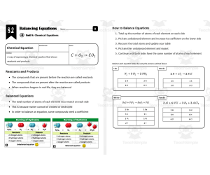 Lesson 8.2 - Balancing Equations