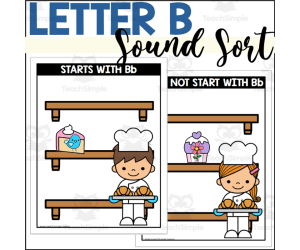 Letter B Beginning Sound Sort - Bakery Themed