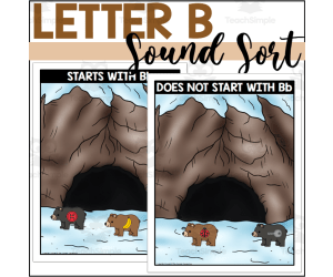 Letter B Beginning Sound Sort - Bear Themed