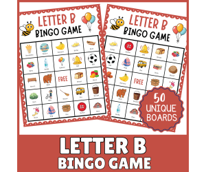 Letter B Bingo Game: Alphabet Recognition Sound Phonics Activities