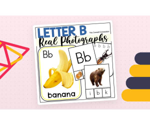 Letter B Phonics and Writing Centers with Real Photographs