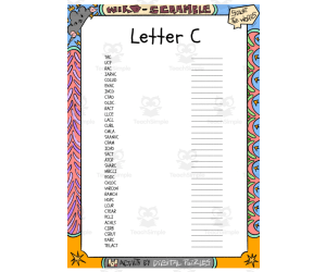Letter C word Scramble puzzle worksheet