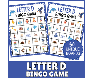 Letter D Bingo Game: Alphabet Recognition Sound Phonics Activities