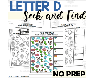 Letter D Seek and Find Worksheets