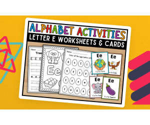 Letter E Worksheets and Flashcards | Back To School Activity