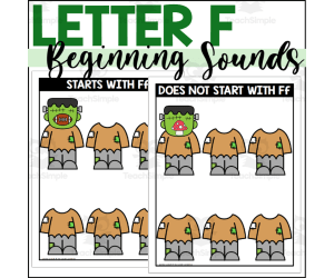 Letter F Beginning Sound Sort - Halloween Themed