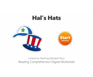 Letter H Hal's Hats Reading Comprehension Digital Worksheet