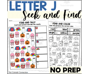 Letter J Seek and Find Worksheets