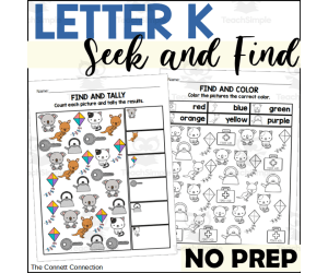 Letter K Seek and Find Worksheets