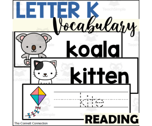 Letter K Vocabulary and Tracing Cards