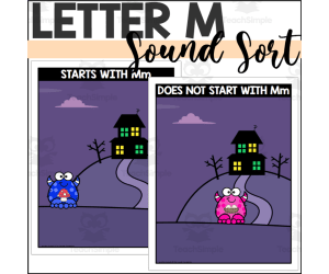 Letter M Beginning Sound Sort - Monster Themed