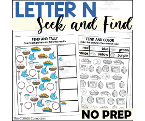 Letter N Seek and Find Worksheets
