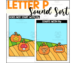 Letter P Beginning Sound Sort - Pumpkin Themed