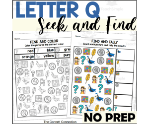Letter Q Seek and Find Worksheets