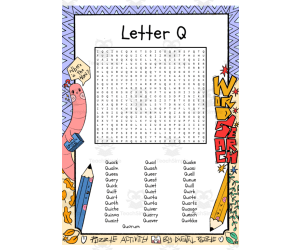 Letter Q word search puzzle worksheet activity