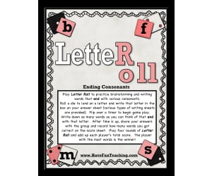 Letter Roll Ending Sounds Activity