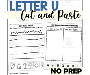 Letter U Cut and Paste Worksheets