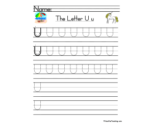 Letter U Handwriting Practice Worksheet