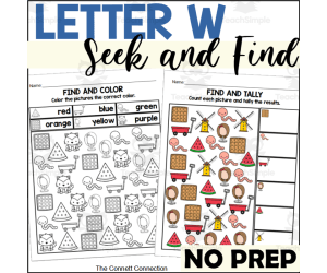 Letter W Seek and Find Worksheets