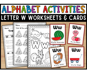 Letter W Worksheets and Flashcards | Back To School Activity