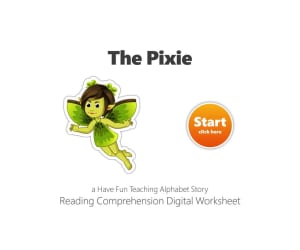 Letter X The Pixie Reading Comprehension Digital Worksheet