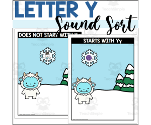 Letter Y Beginning Sound Sort - Yeti Themed